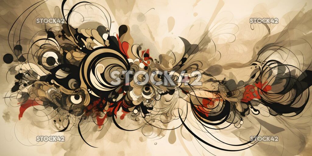 An abstract design with swirling shapes and lines three