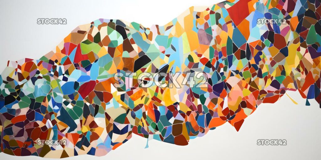 Un mosaico abstracto de formas y colores irregulares en un wh tres