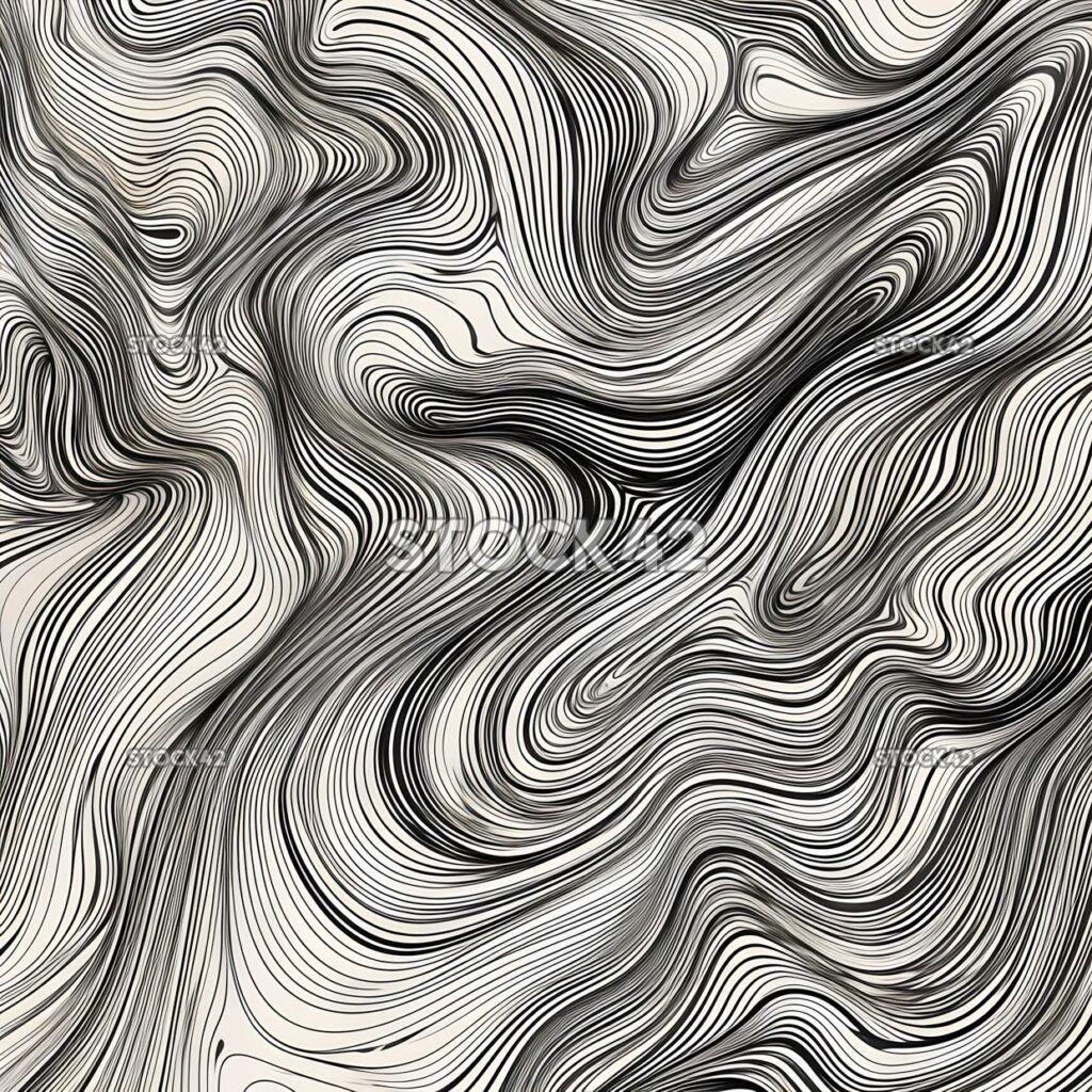 An abstract pattern of flowing lines and curves one