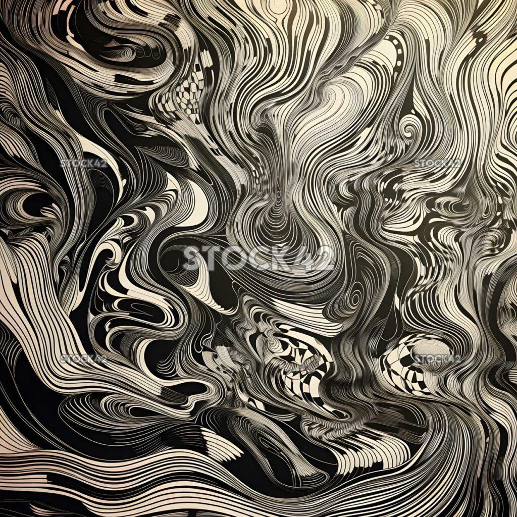 An abstract pattern of flowing lines and curves three