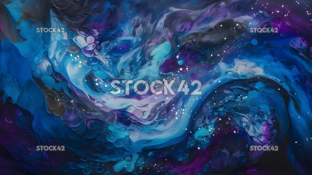 An abstract swirl of blues and purples two