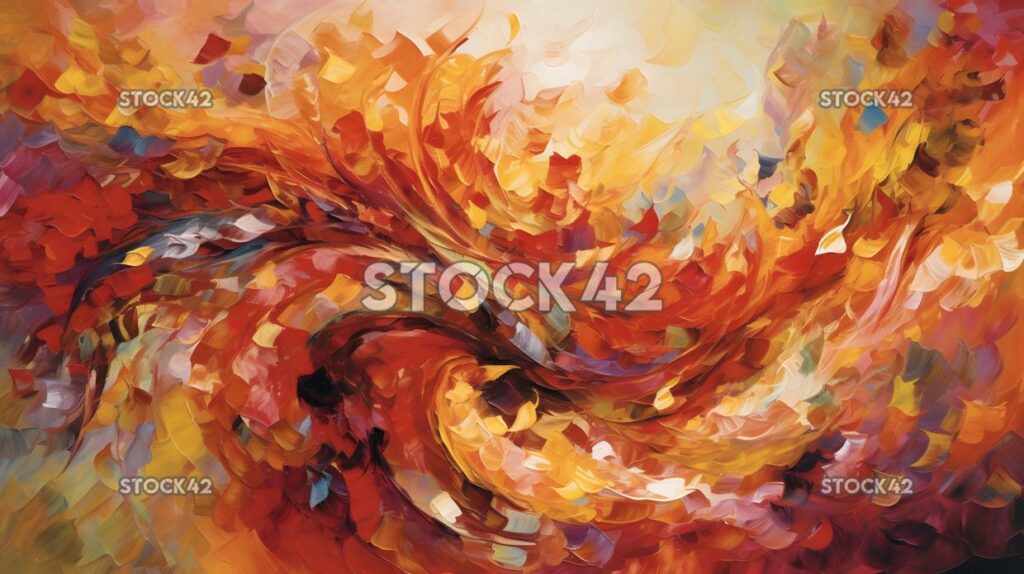 An abstract swirl of reds oranges and yellows one