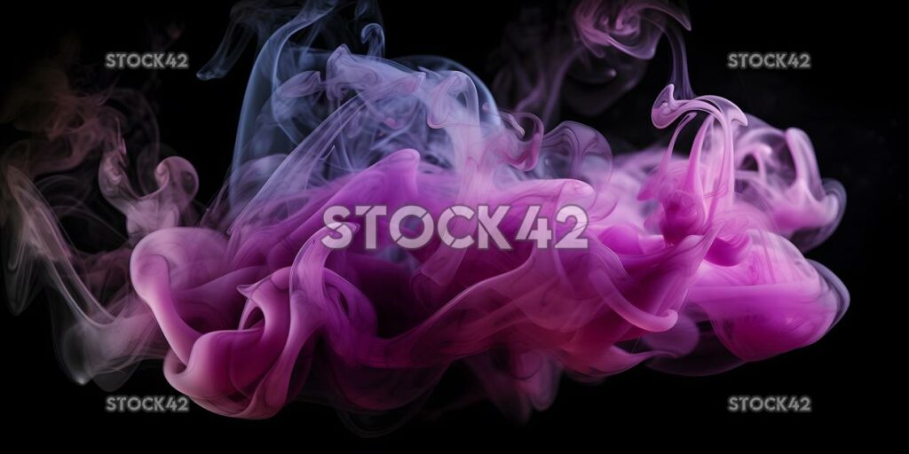 An ethereal cloud of pink and purple smoke on a black bac two