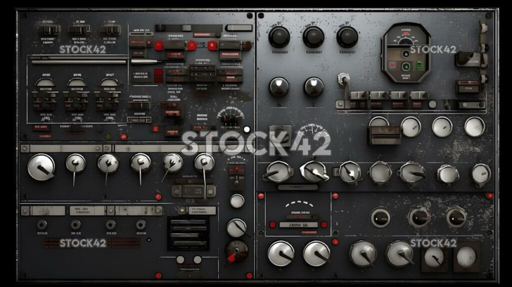 An industrial control panel with various switches and dia one