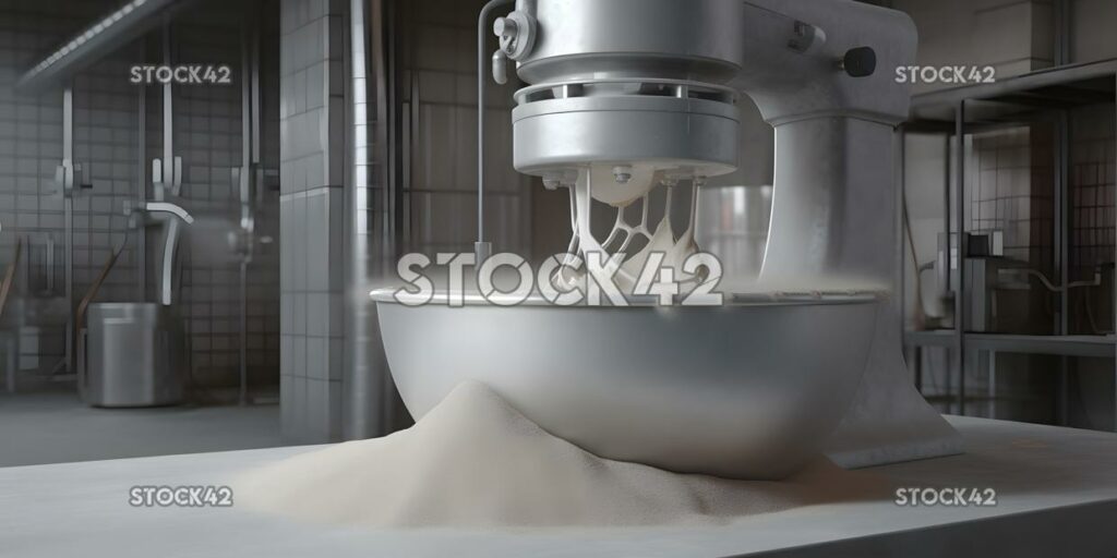 An industrial mixer blending ingredients in a factory Hyp