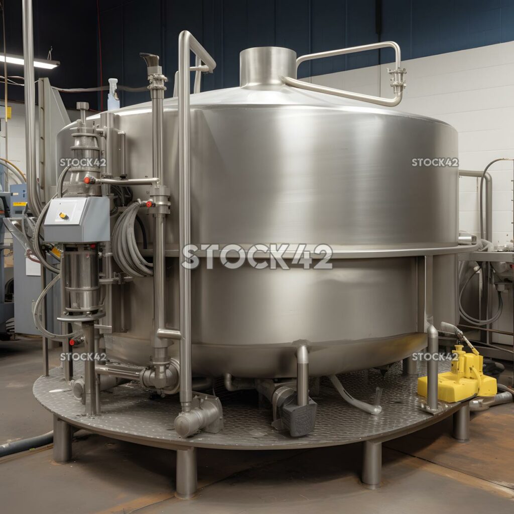 An industrial mixing tank with a stirring blade one