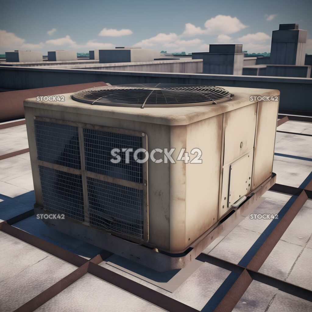 An industrial-sized air conditioning unit on the roof of  one