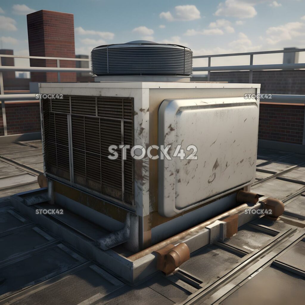 An industrial-sized air conditioning unit on the roof of_