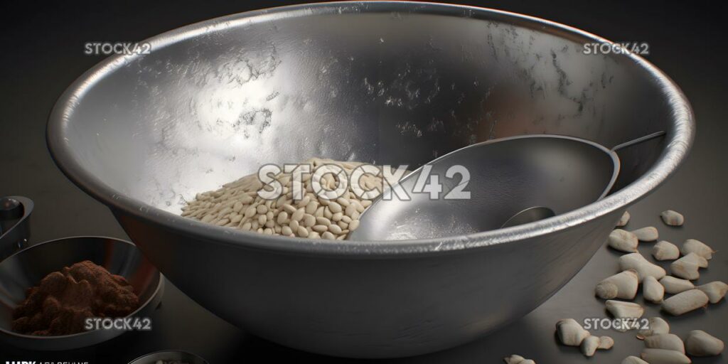 An industrial-sized mixing bowl with ingredients Hyper-re