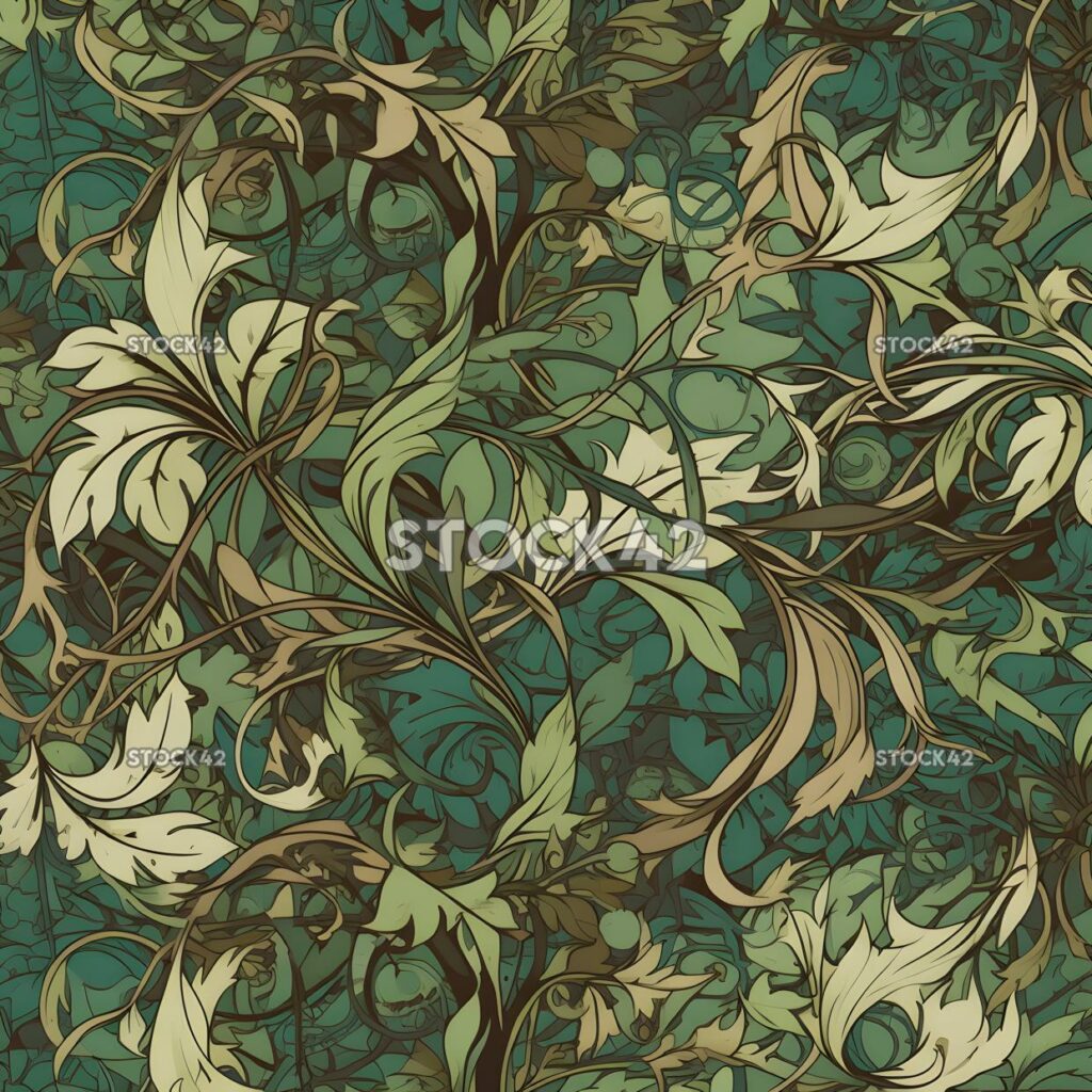 An intricate pattern of swirling vines and leaves in shad two