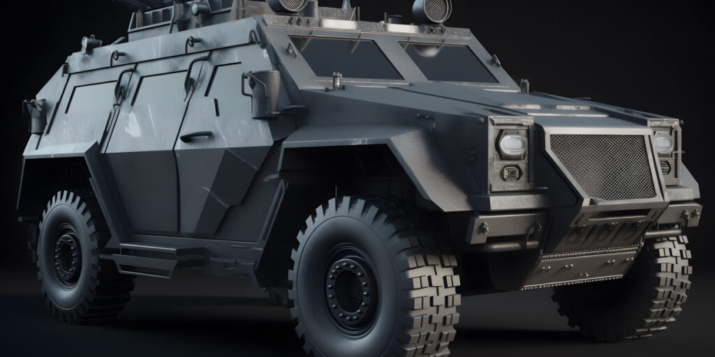 Armored car security protection Hyper-realistic three