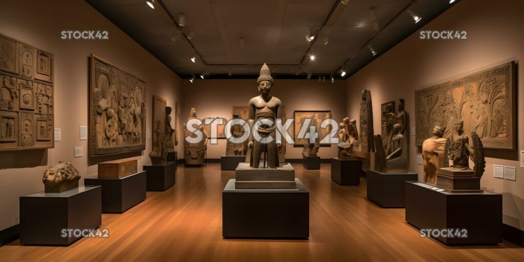 Art and culture museum with paintings sculptures and arti