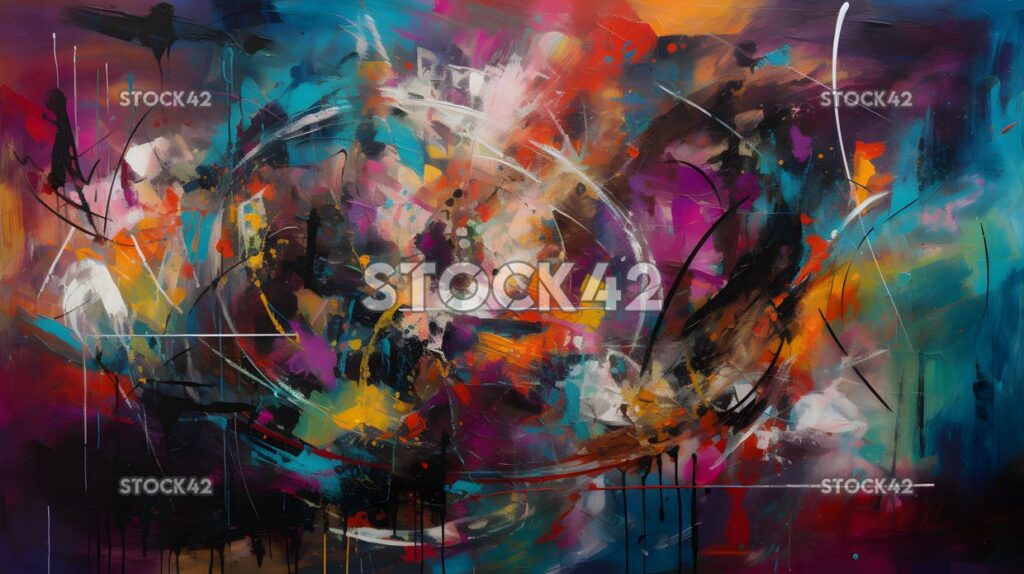 Art vibrant abstract painting with bold colors and unique