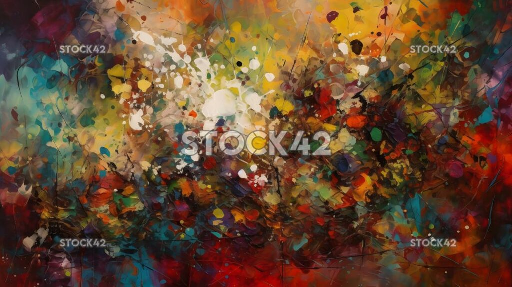 Art vibrant abstract painting with bold colors and unique three