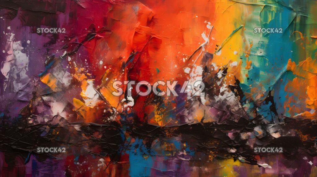 Art vibrant abstract painting with bold colors and unique two