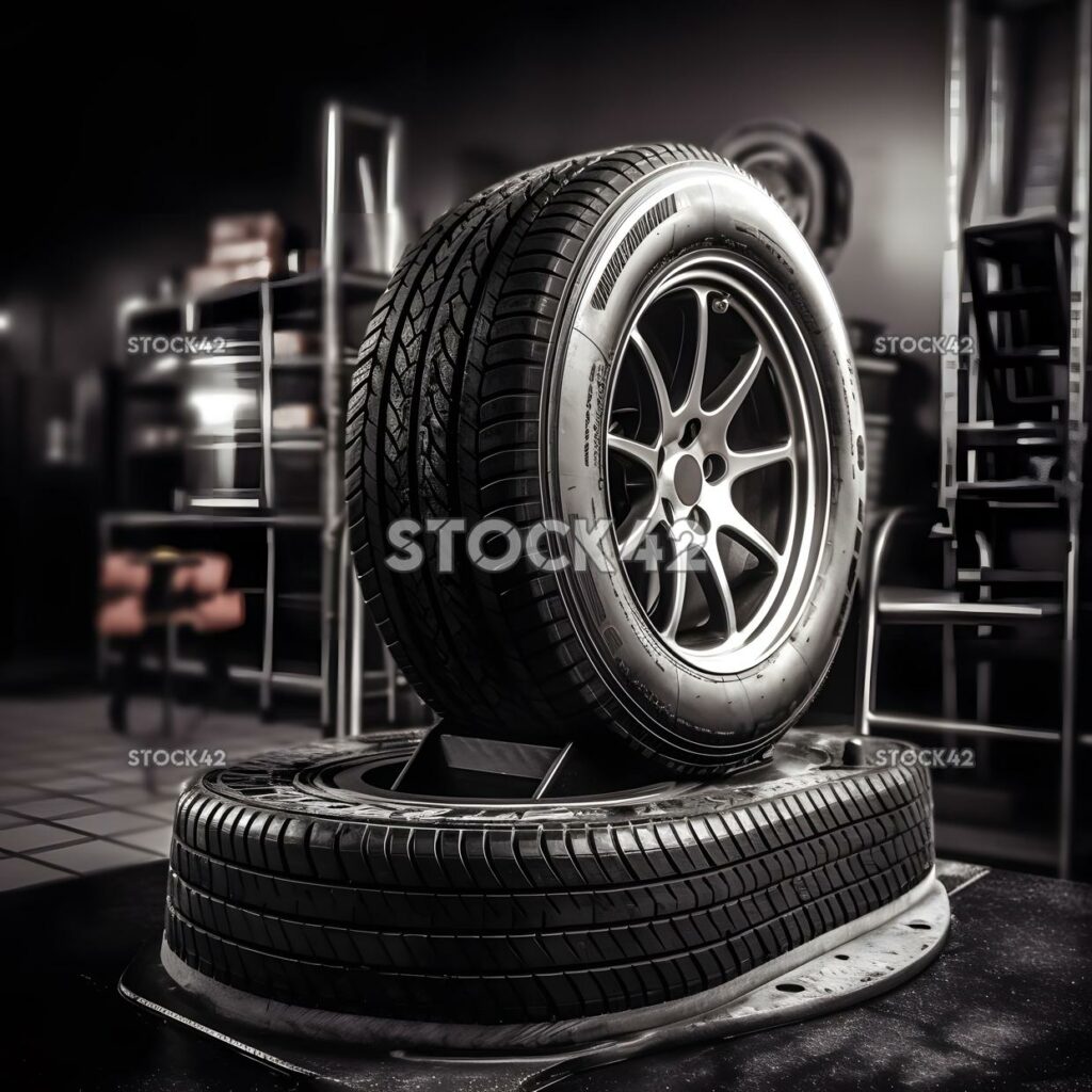 Balancing tires on a car using a tire balancing machine a two