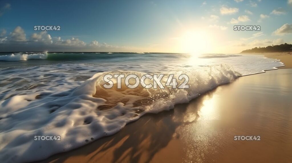 Strandwellen, Sand, Sonnenfarben