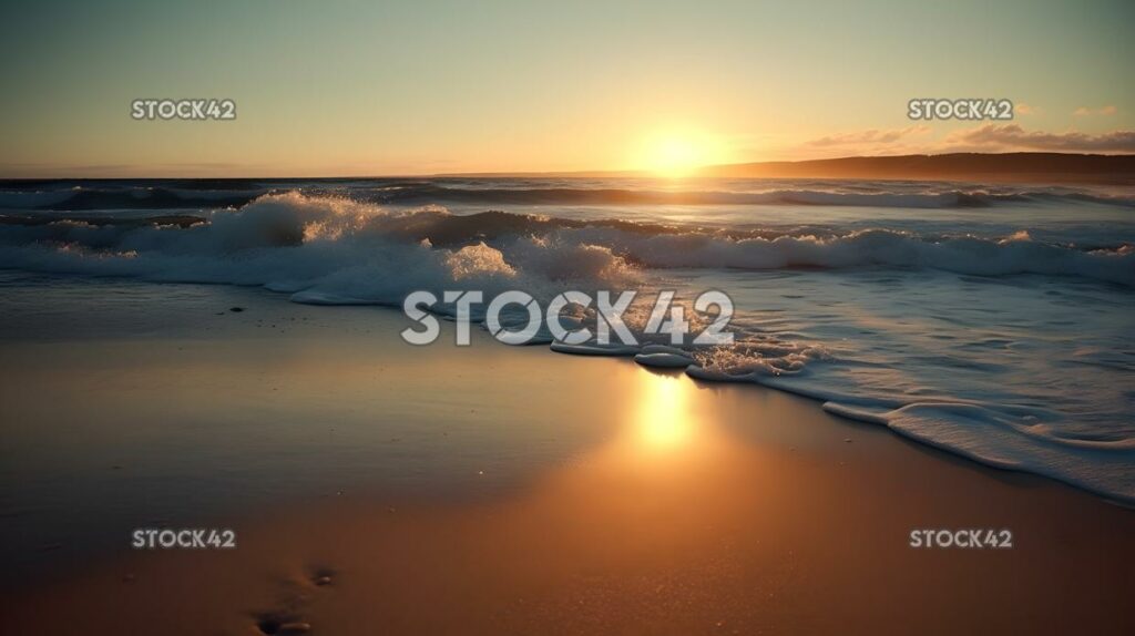 Strand Wellen Sand Sonne färbt eins