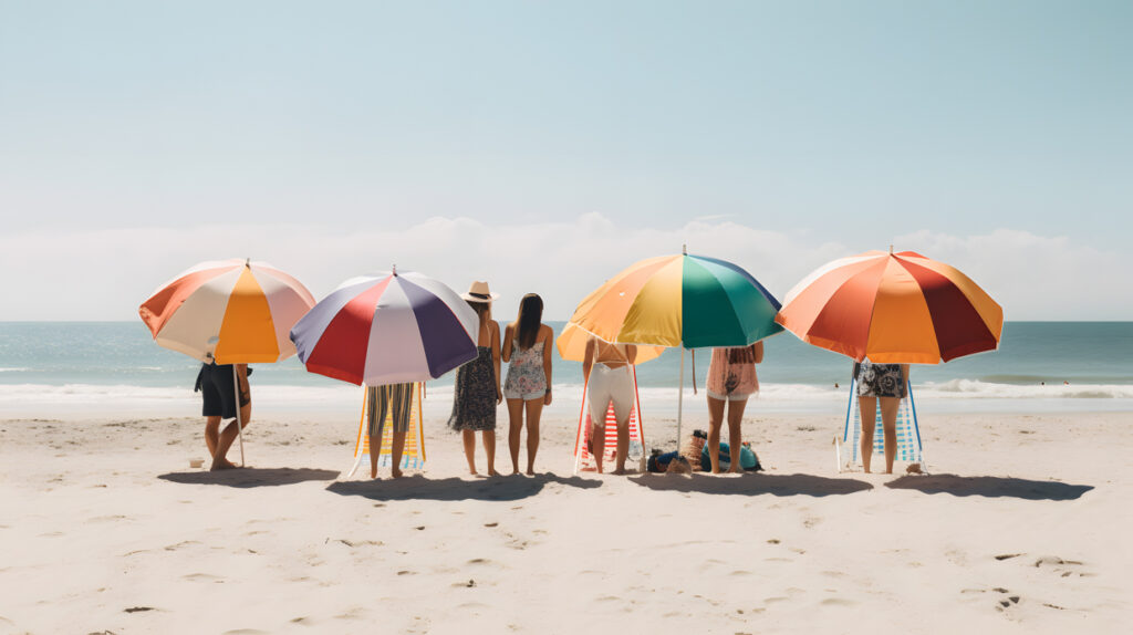 Beachdayagroupoffriendsenjoyingasunnydayonth