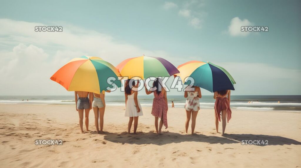 Strandtageine Gruppe von Freunden, die einen Tag genießen