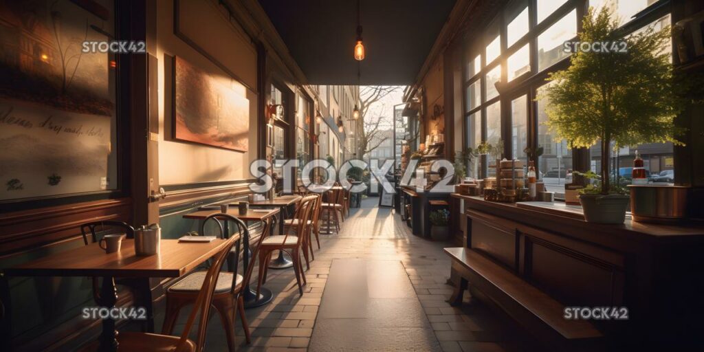 City escape a cozy cafe on a quiet street in a bustling c