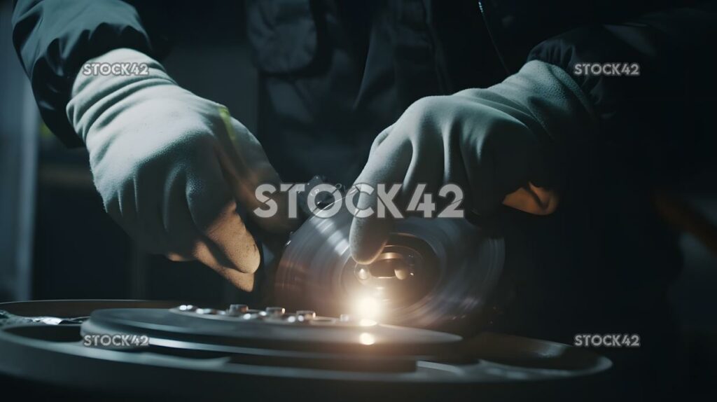 Close-up of mechanic hands replacing car brake pads dynam