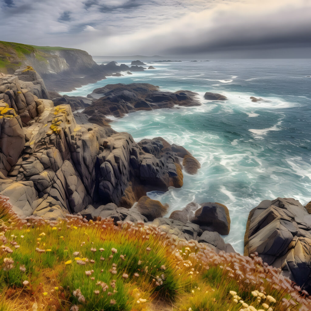 Coastal beauty a stunning view of the ocean and the rocky