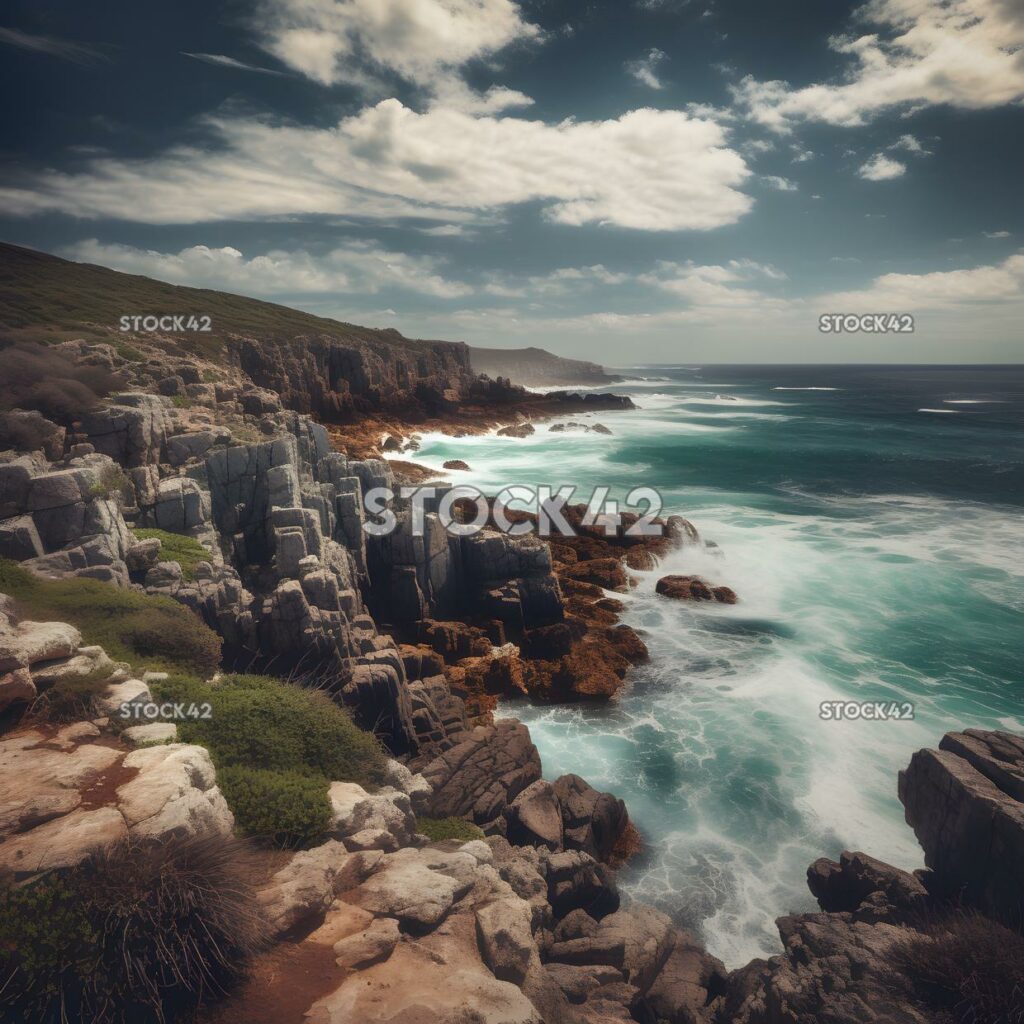 Coastal beauty a stunning view of the ocean and the rocky one