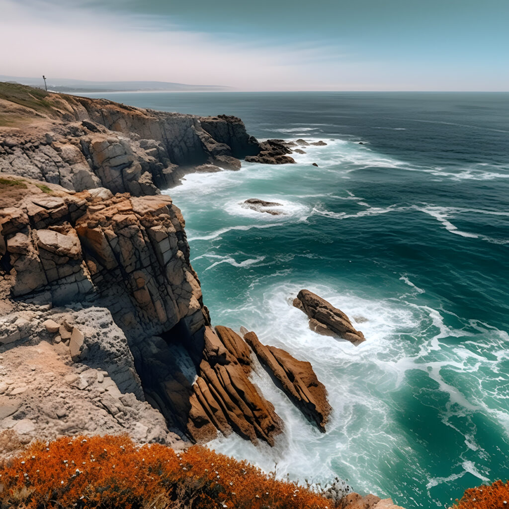 Belleza costera una vista impresionante del océano y los tres rocosos