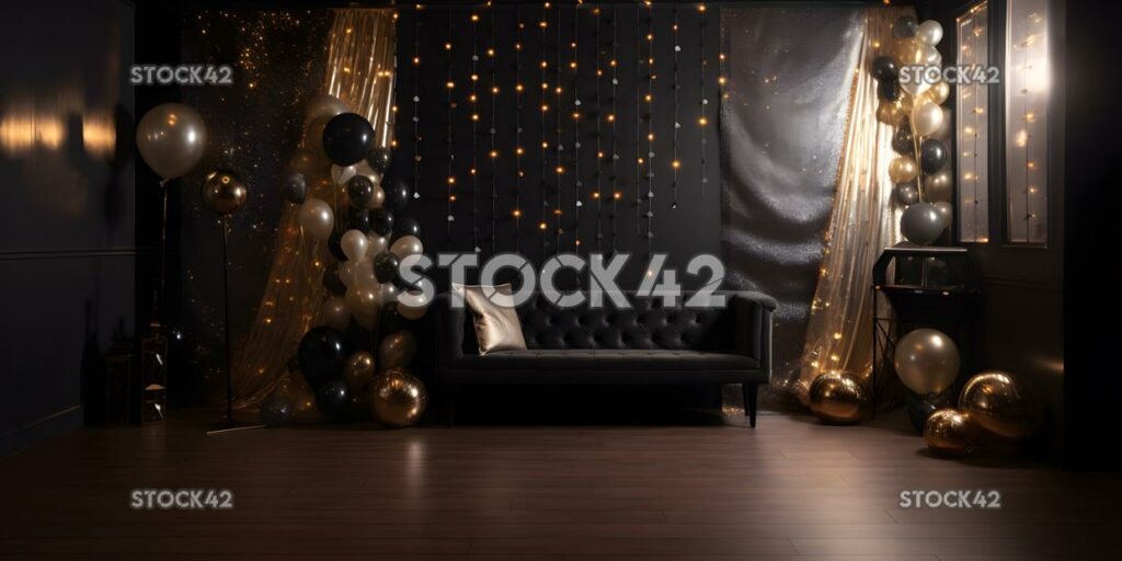 Create a photo booth backdrop for a New Year Eve party wi one