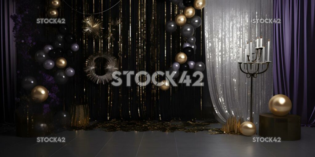 Create a photo booth backdrop for a New Year Eve party wi three