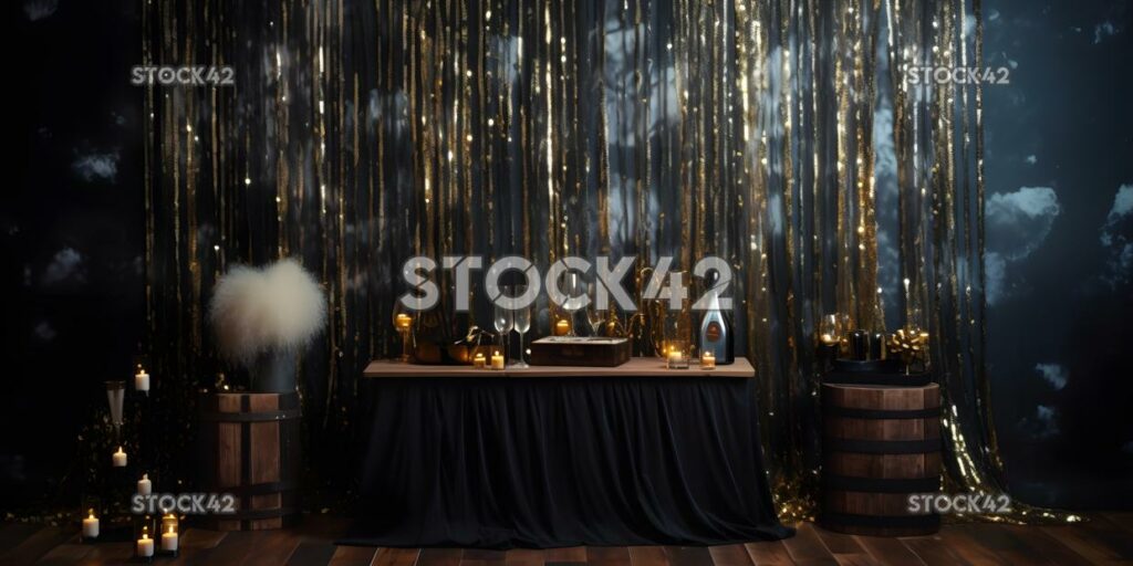 Create a photo booth backdrop for a New Year Eve party wi two