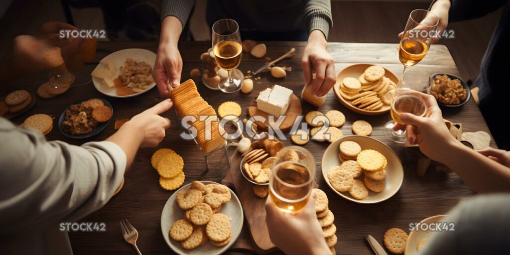 Crear una imagen de un grupo de personas disfrutando de un vino tas