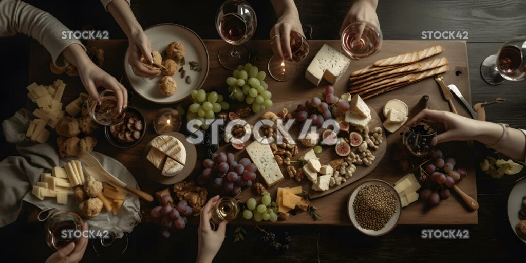 Create a picture of a group of people enjoying a wine tas one