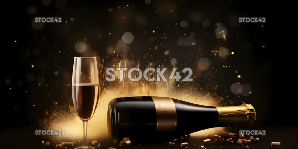 Create a poster for a New Year Eve party with a champagne