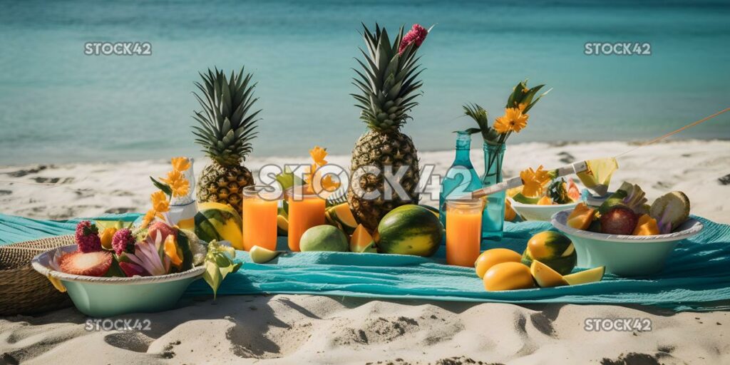 Create an invitation for a tropical-themed party on the b