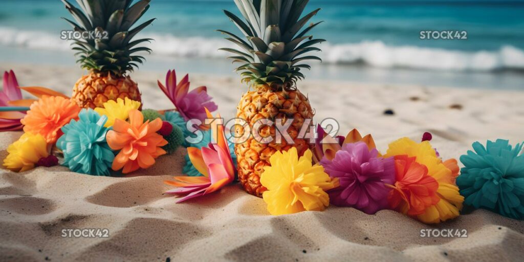 Create an invitation for a tropical-themed party on the b two