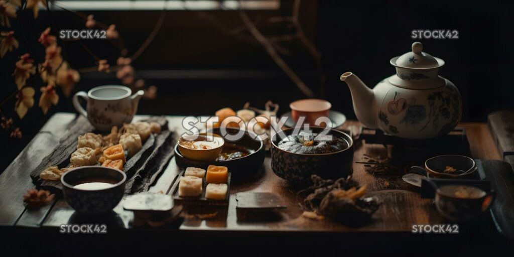 Culture traditional Japanese tea ceremony with a beautifu two