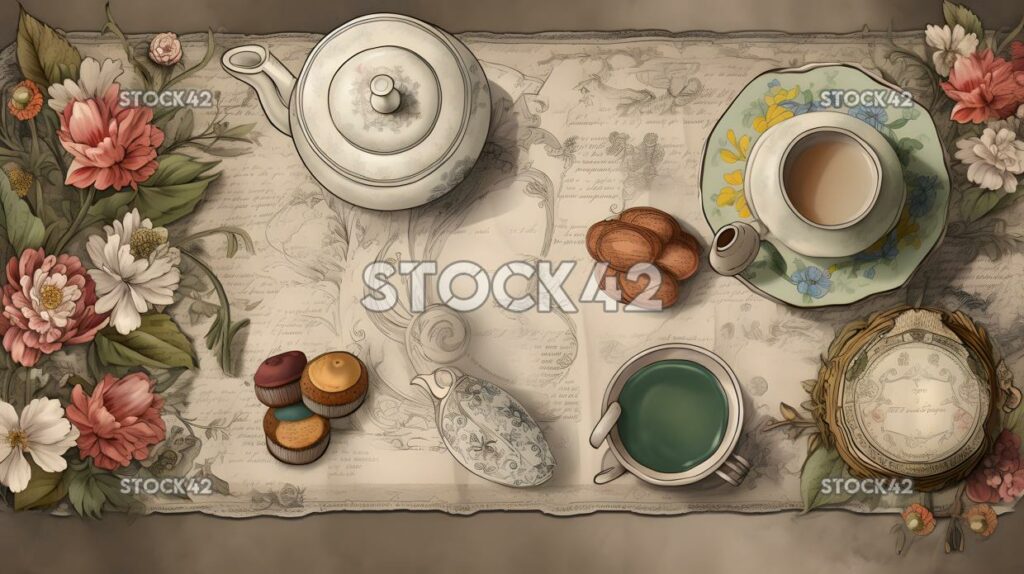 Design a banner for a tea party with a vintage theme Hype two