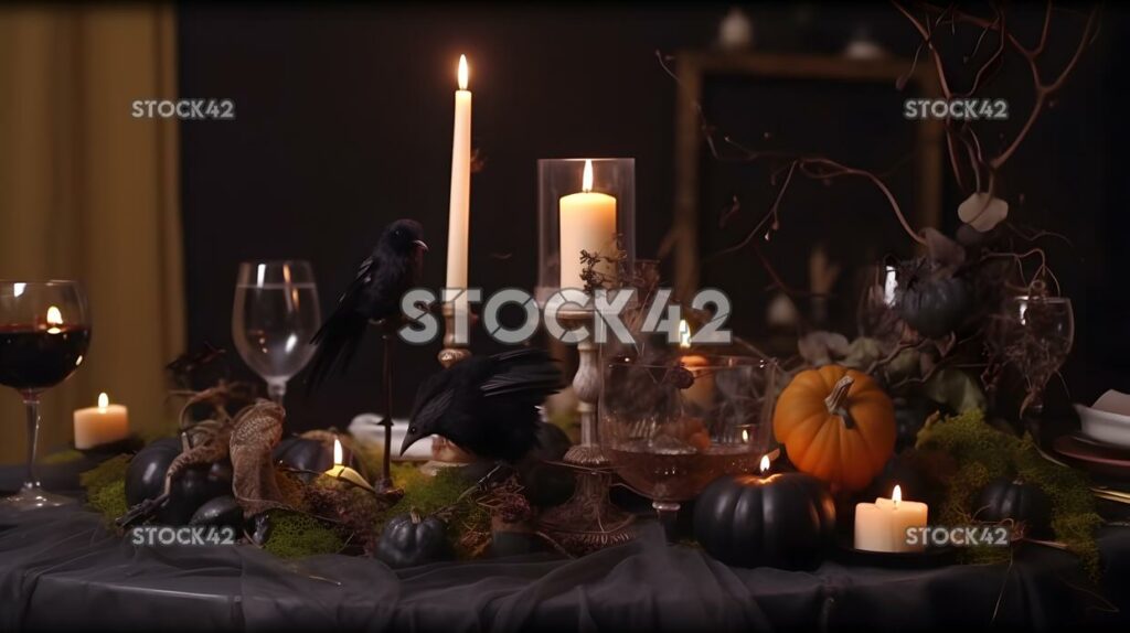 Design a centerpiece for a Halloween party with a witch t