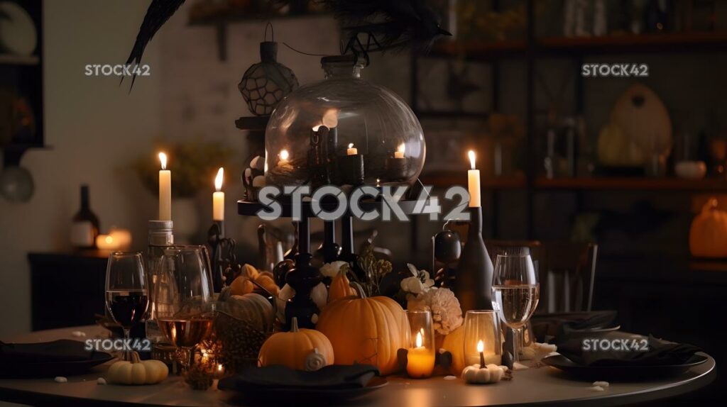 Design a centerpiece for a Halloween party with a witch t one