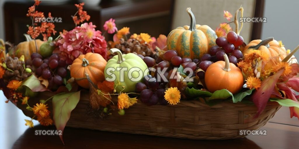 Design a centerpiece for a Thanksgiving dinner party with