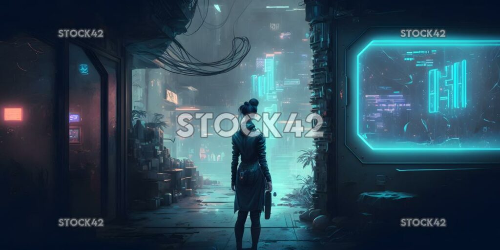 Digital art 3D animation cyberpunk one