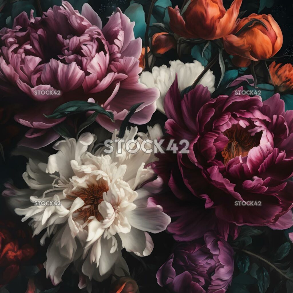 Fine art floral colors composition aesthetics Hyper-reali three