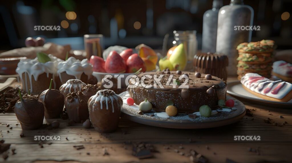 Food Desserts Sweets Chocolate Pastry cinematic Hyper-rea