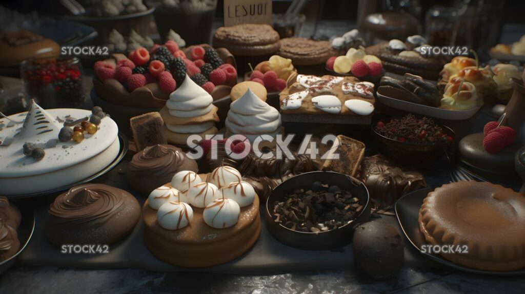 Comida Postres Dulces Chocolate Pastelería cinemática Hyper-rea tres