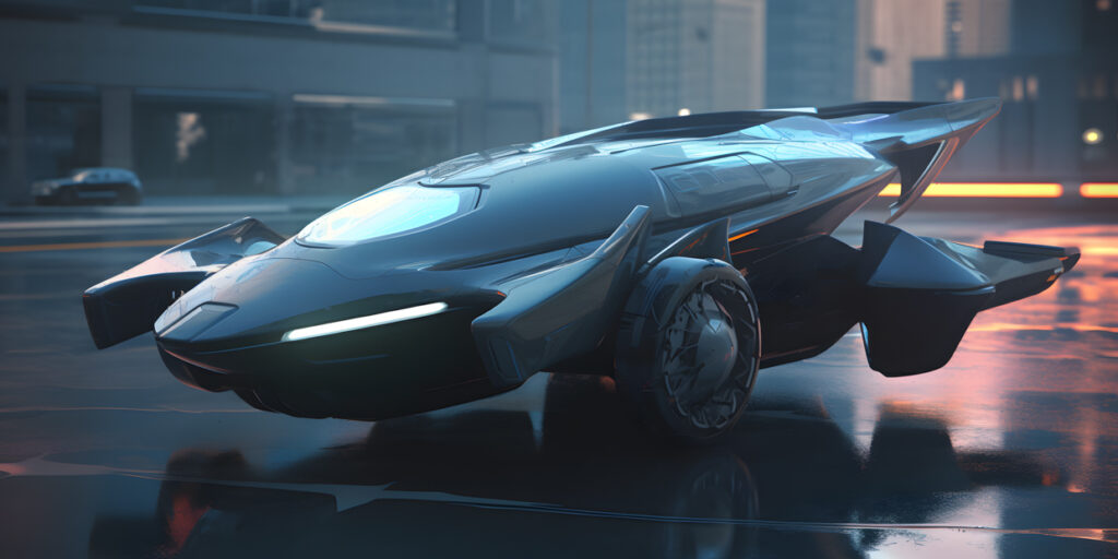 Futuristic vehicles flying cars electric autonomous dynam one