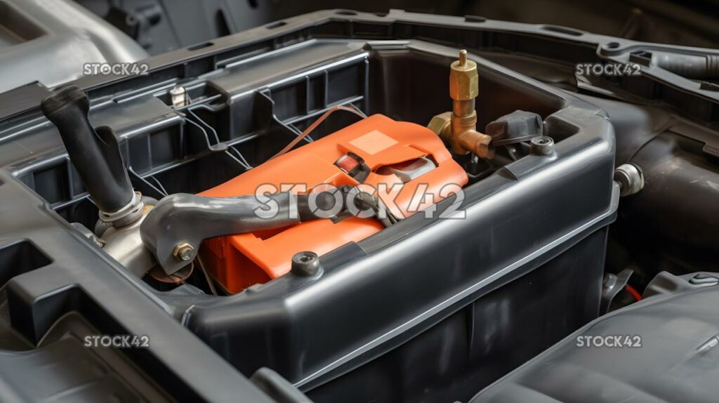 Installing a new car battery with a wrench and a new batt one