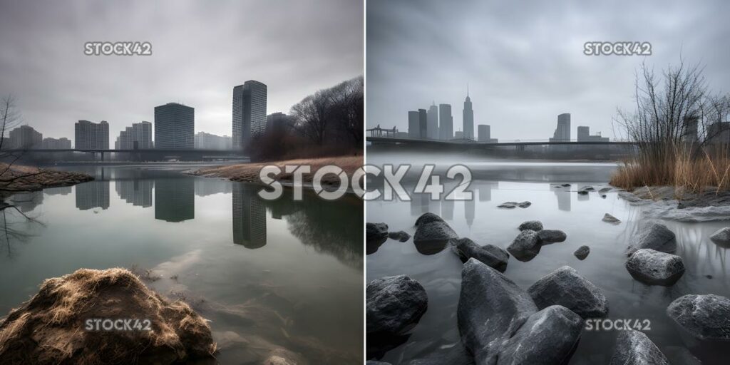 Landschaften mit Langzeitbelichtung, Stadtansichten, Wasser, Hyperrealistisch