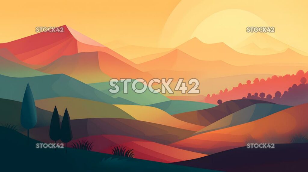 Minimalistic landscapes shapes colors lines